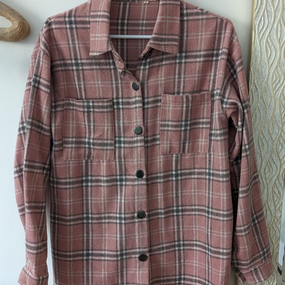 Pink, Plaid Shacket - Picture 2 of 3